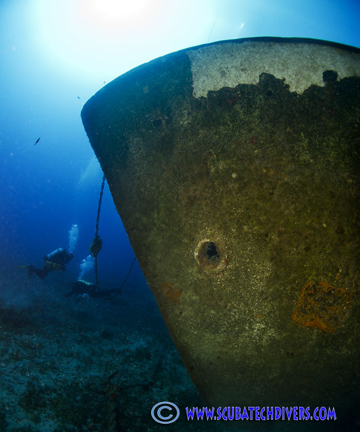 tech divers on the liberty wreck in protaras