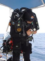rebreather diver on zenobia wreck
