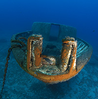 Liberty wreck bow sank in 2009 for scuba divers in Protaras cyprus