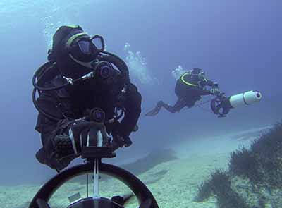 diver takes the PADI DPV scooter diving course in cyprus to be able to rent scooters