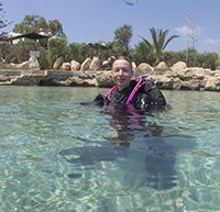 Female Diver at cyprus dive site trying tech diving for first time