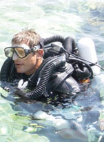 Rebreather Instructor Peter Crane at Scuba Tech diving centre, cyprus