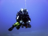 diver practicing his dive skills in cyprus