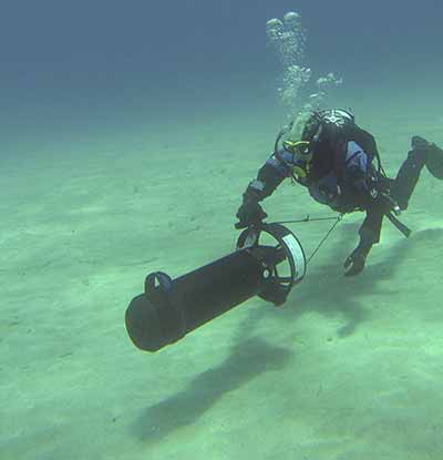Scuba Diver Diving a SUEX scooter in Protaras, Cyprus