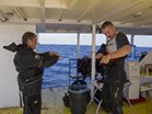 scuba divers prepare for dive training in Cyprus on Zenobia wreck