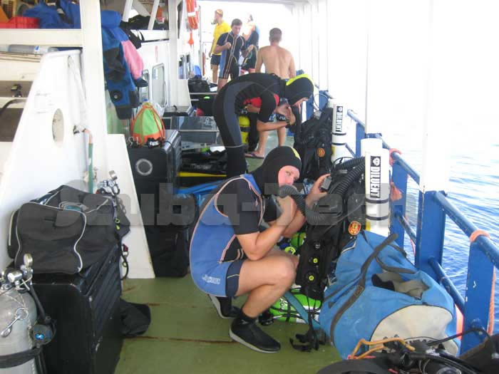russian student on zenobia learning to dive rebreathers in Cyprus. Megalodon unit CCR