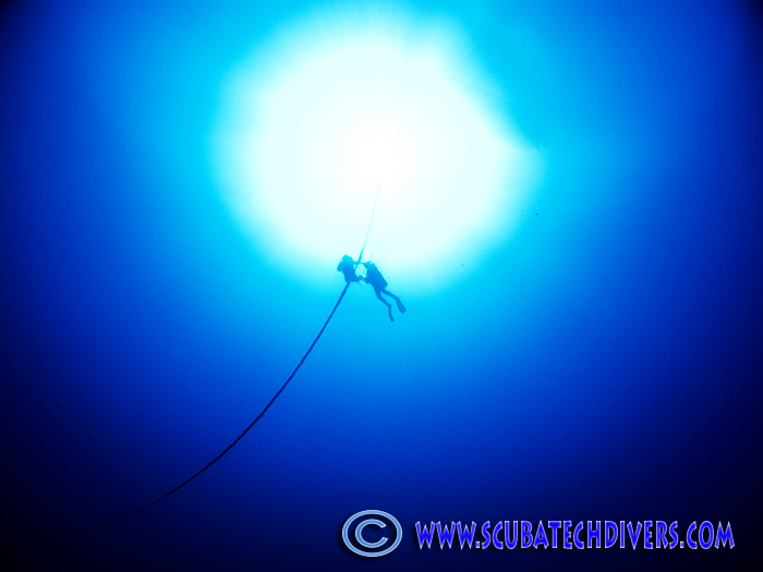divers descending on the wreck of the Liberty